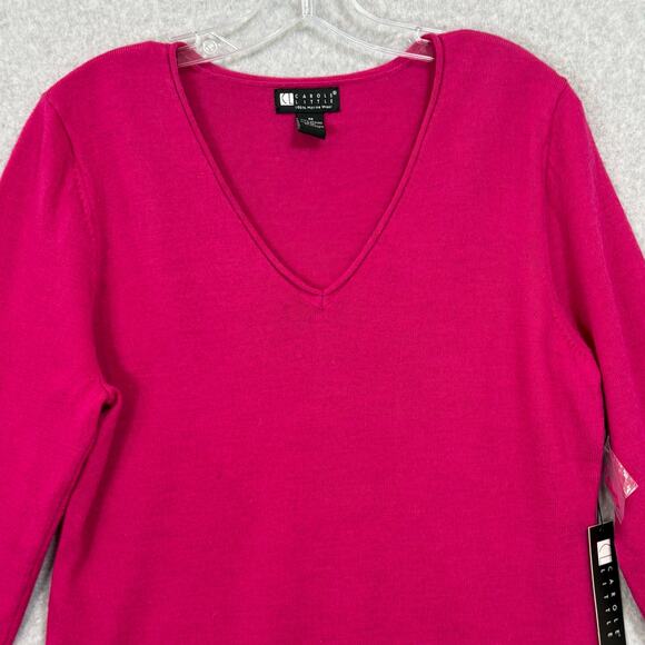 Carol Little 100% Merino Wool Sweater Size M V-Neck Old Money Classic Luxury - Picture 3 of 12
